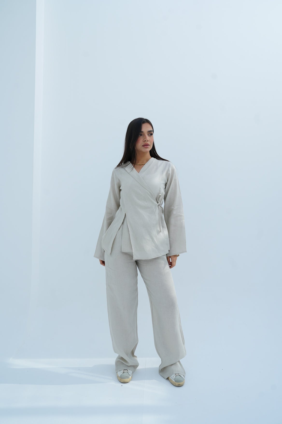 Lina Linen Set In Beige