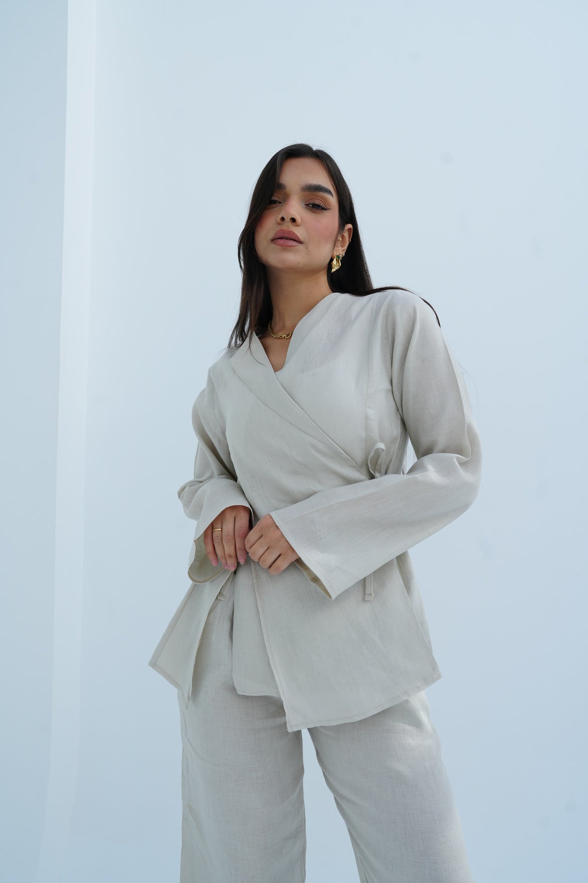 Lina Linen Set In Beige