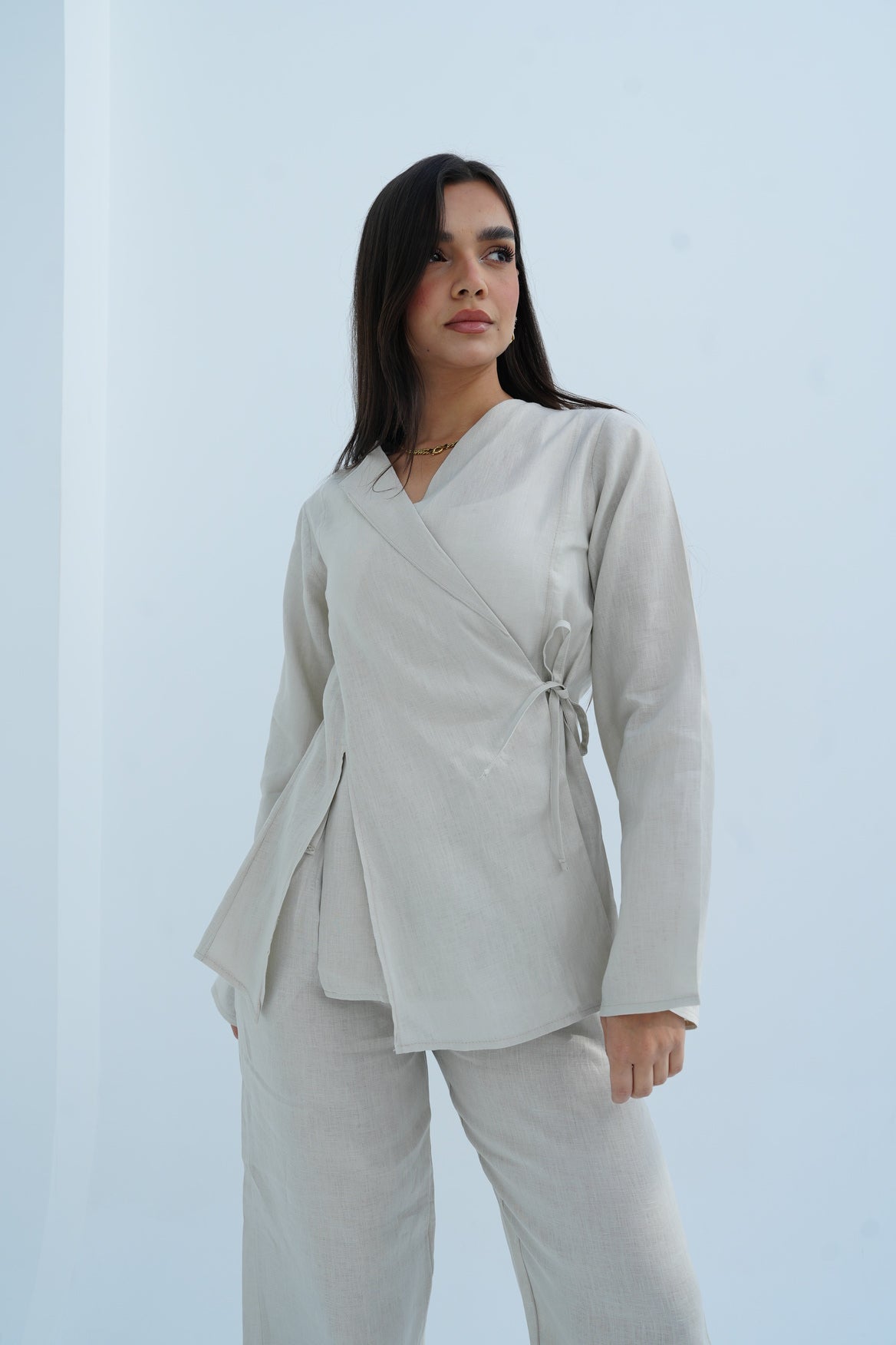 Lina Linen Set In Beige