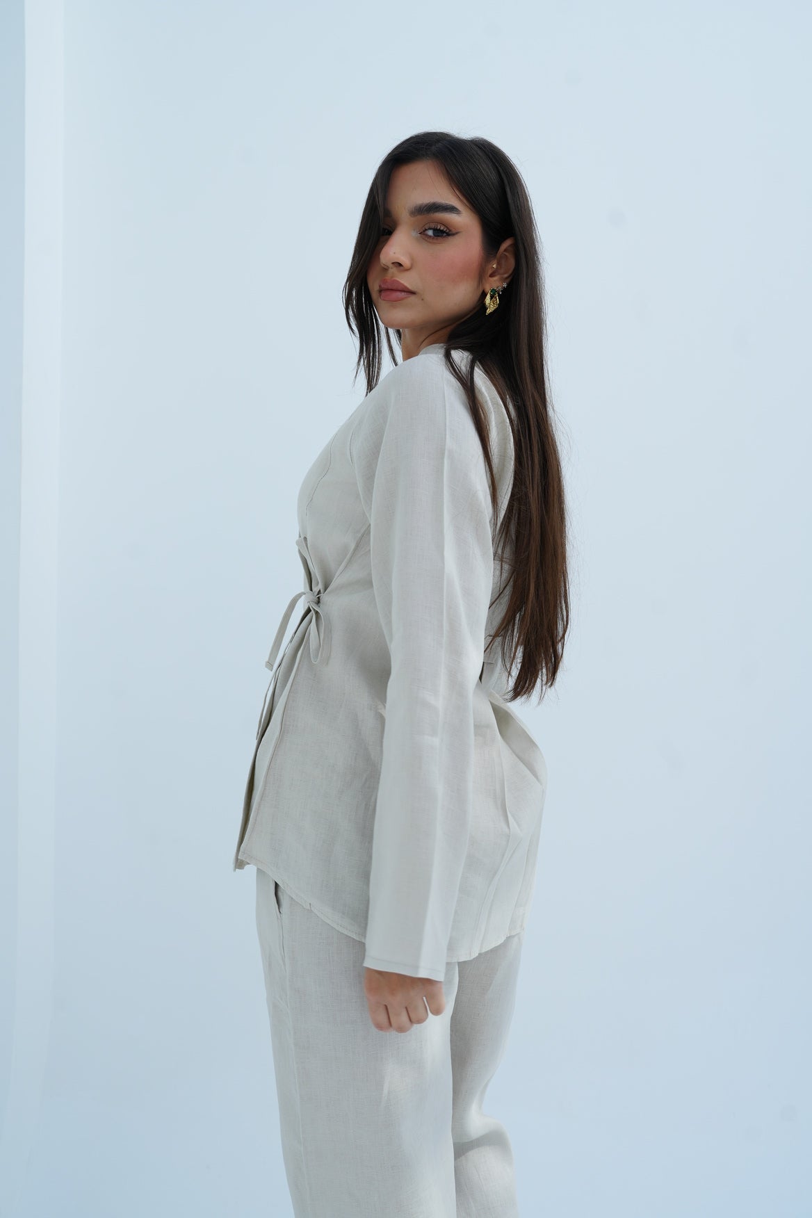 Lina Linen Set In Beige