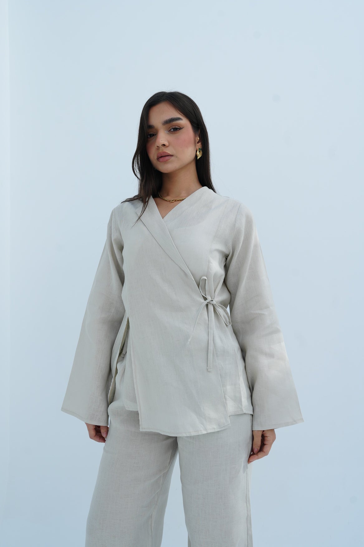 Lina Linen Set In Beige