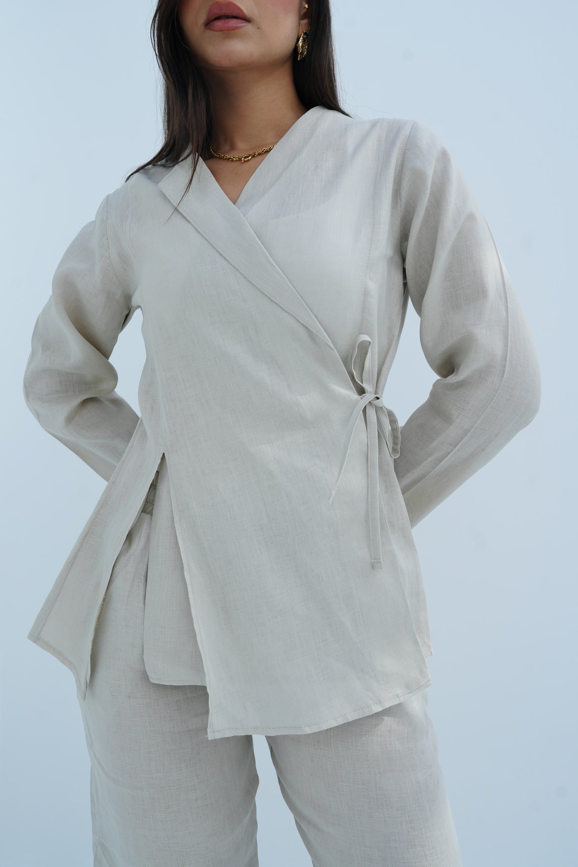 Lina Linen Set In Beige