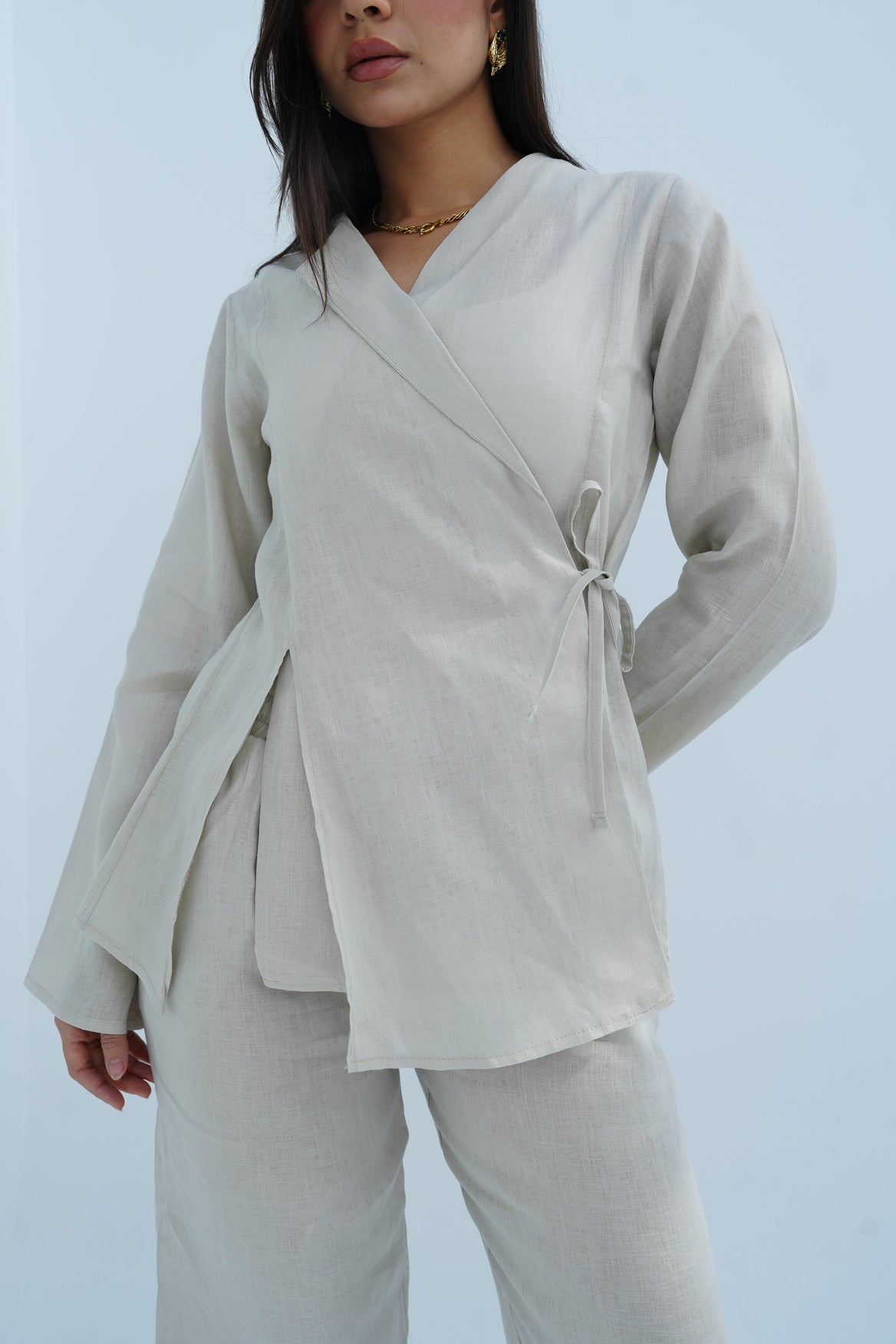 Lina Linen Set In Beige