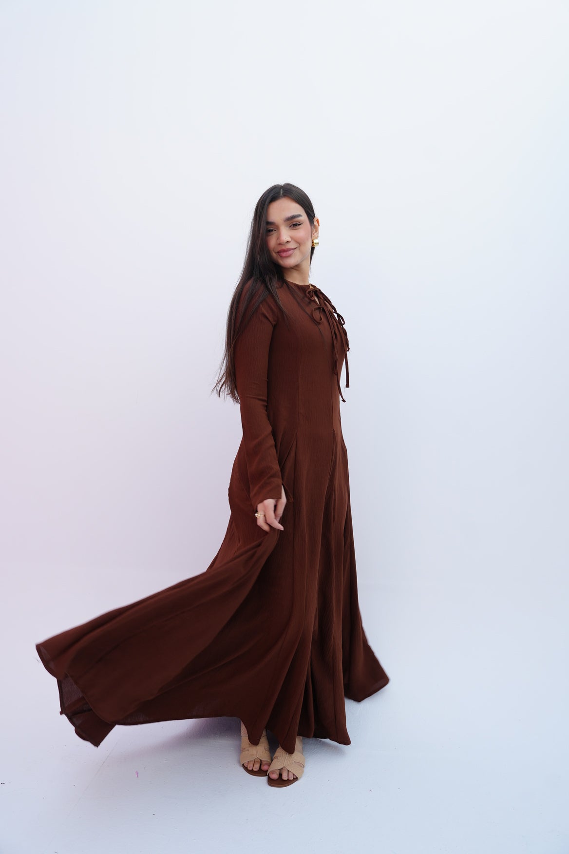 Valarya Dress in Brown
