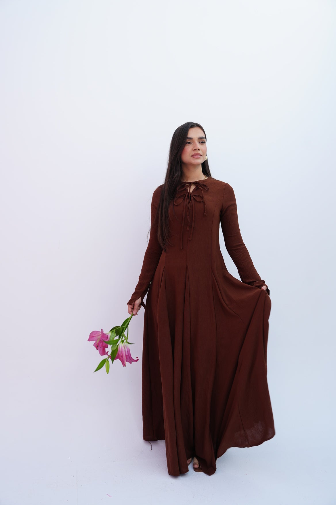 Valarya Dress in Brown