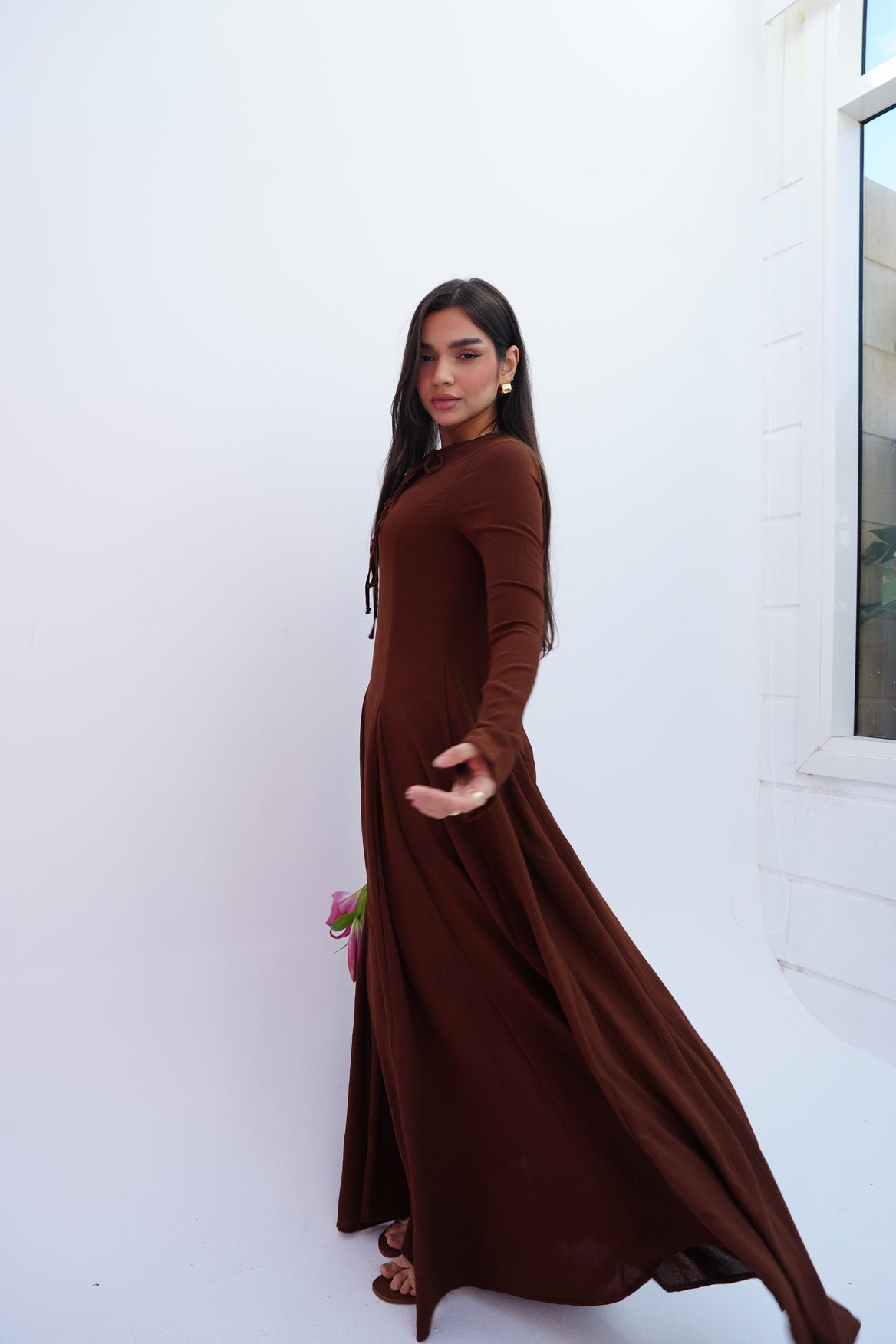 Valarya Dress in Brown