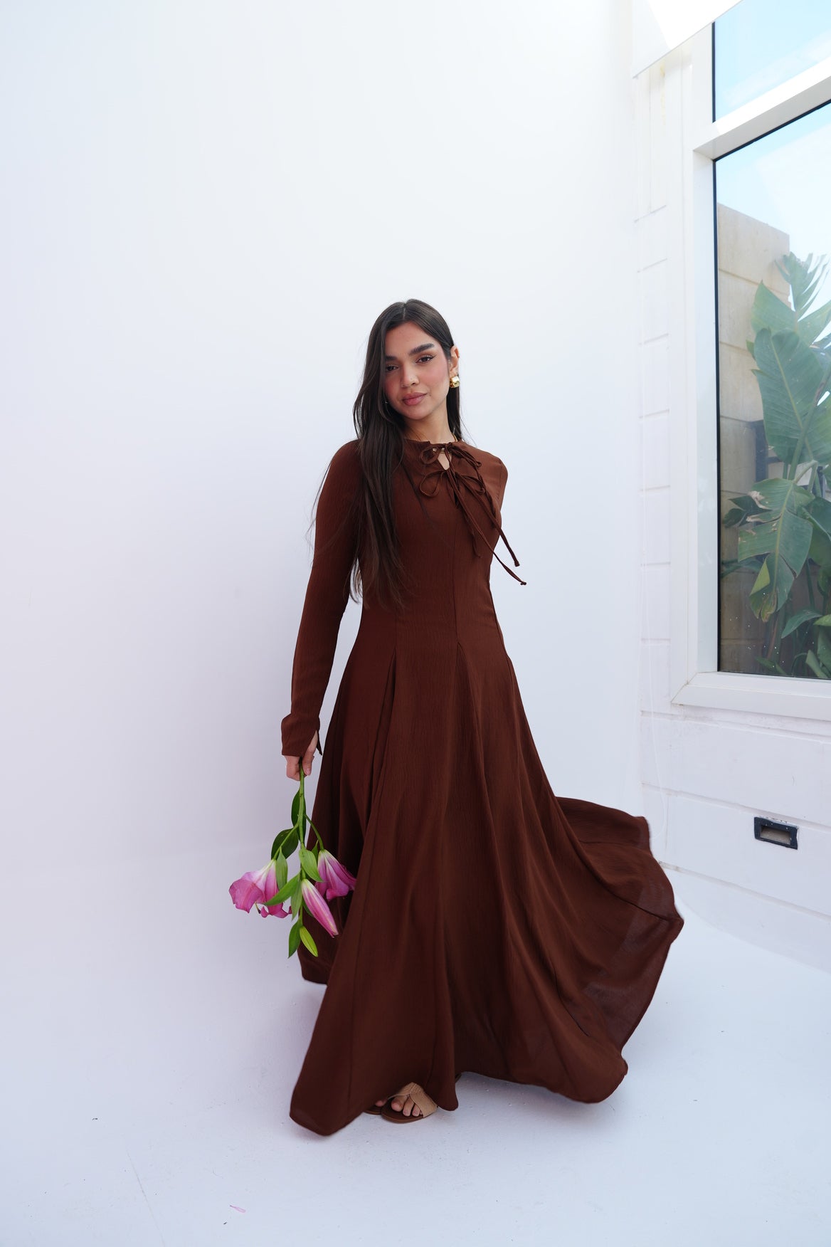 Valarya Dress in Brown