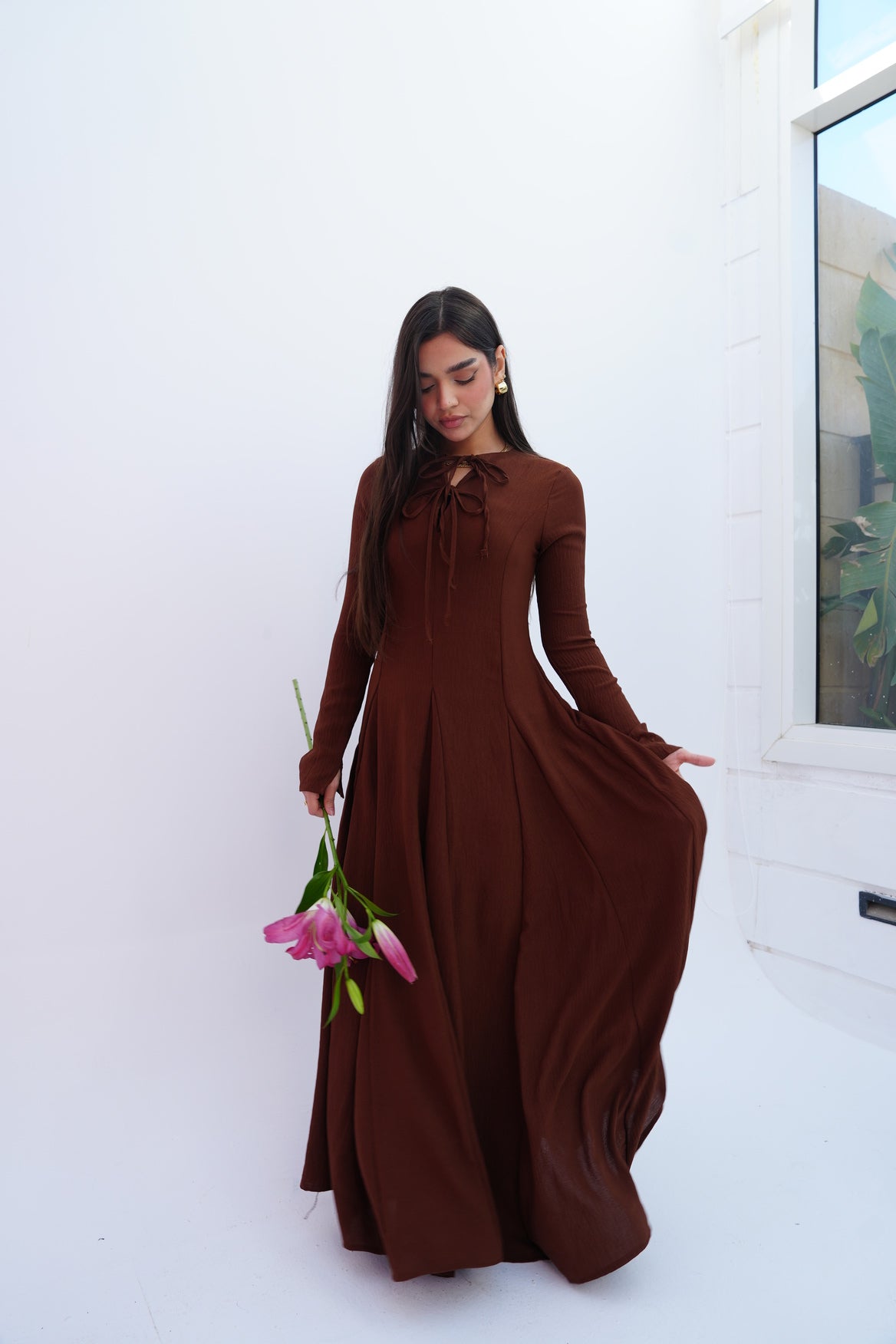 Valarya Dress in Brown