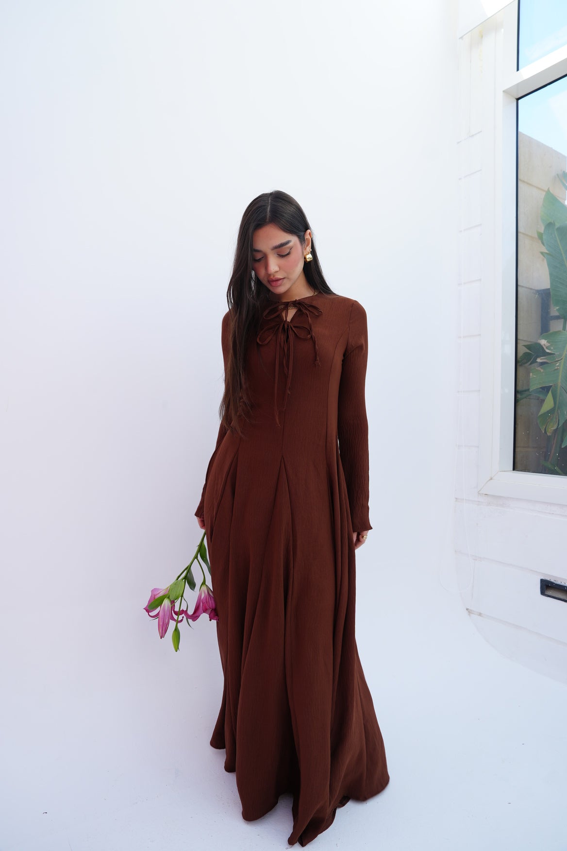 Valarya Dress in Brown