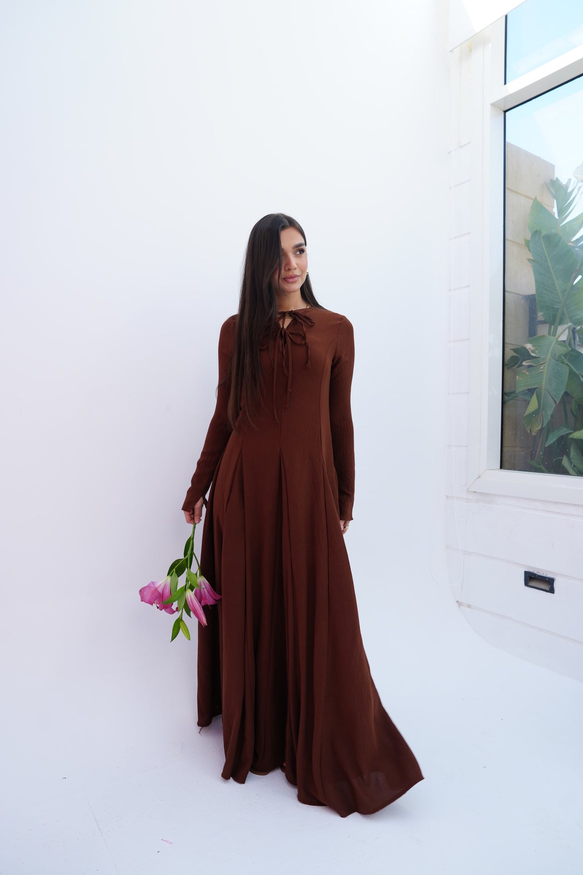 Valarya Dress in Brown