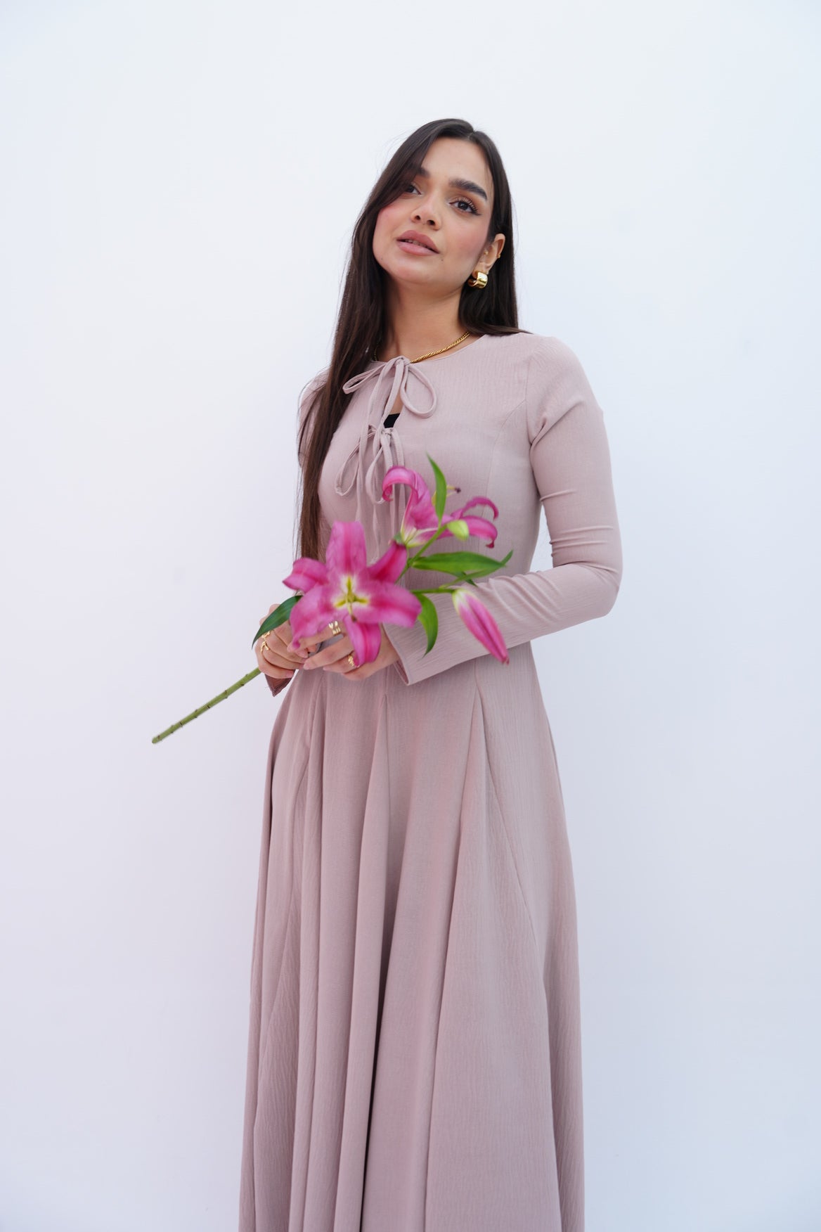 Valarya Dress in Beige