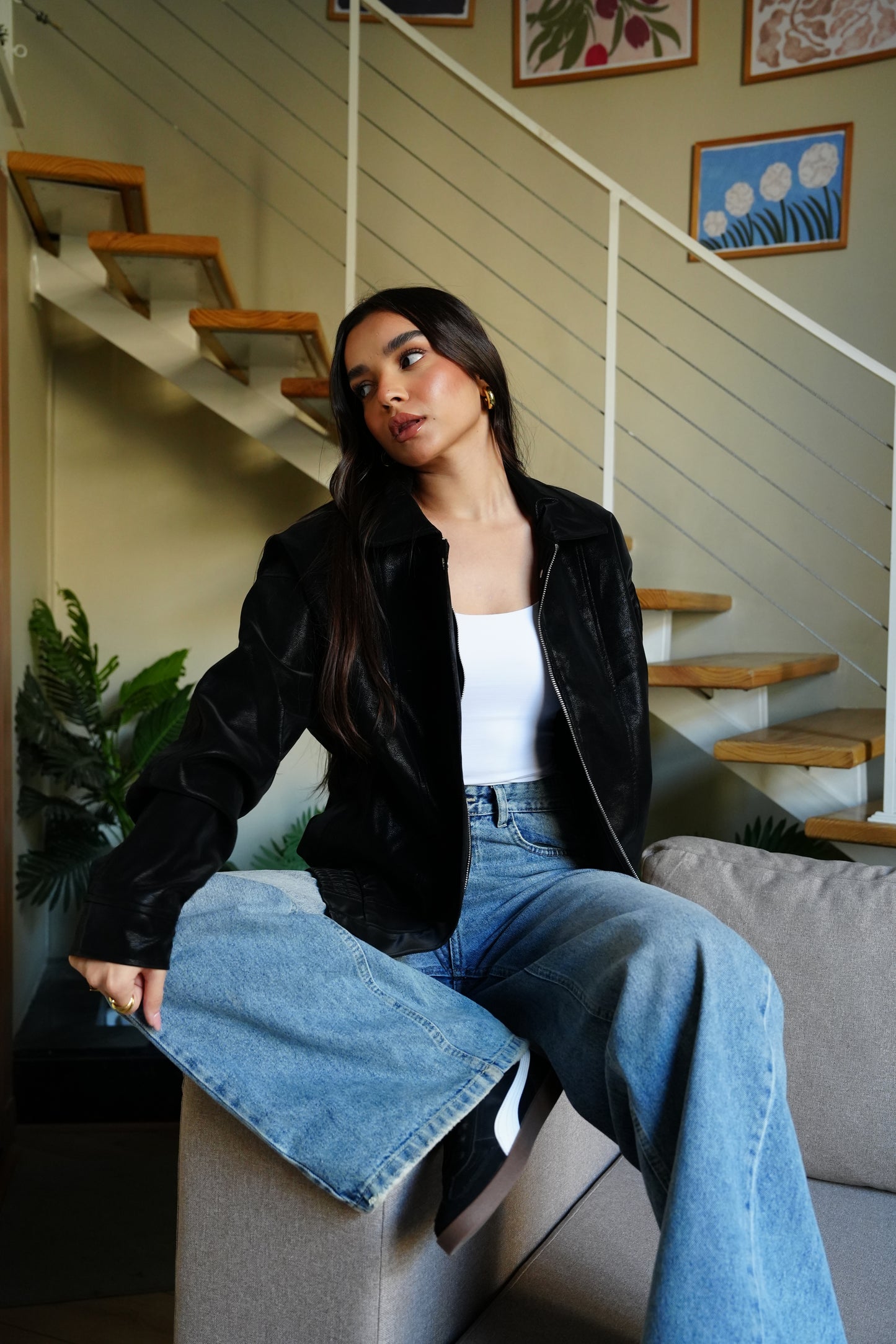 Caviar Leather Jacket In Black