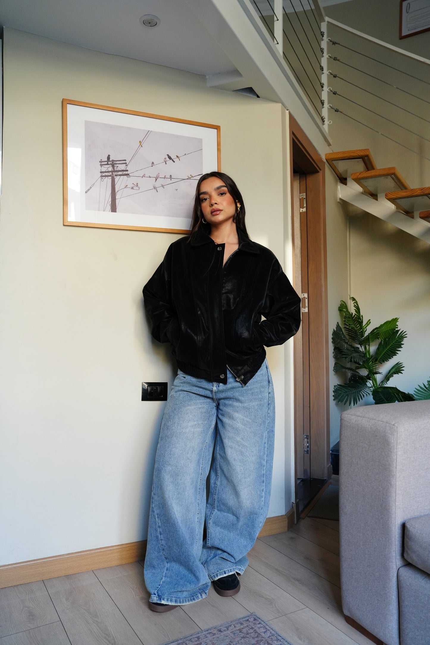 Caviar Leather Jacket In Black