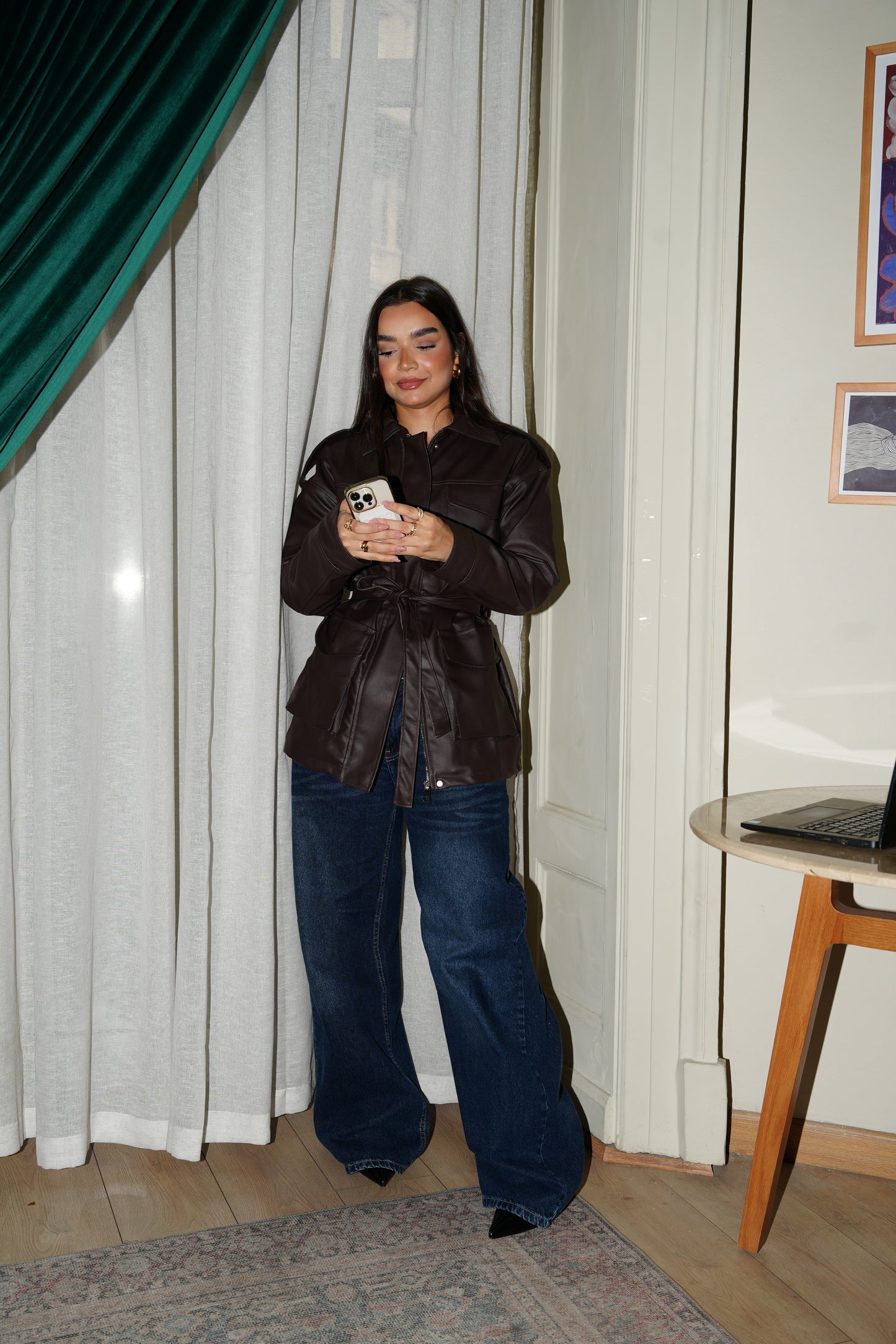 Army Leather Jacket In Brown