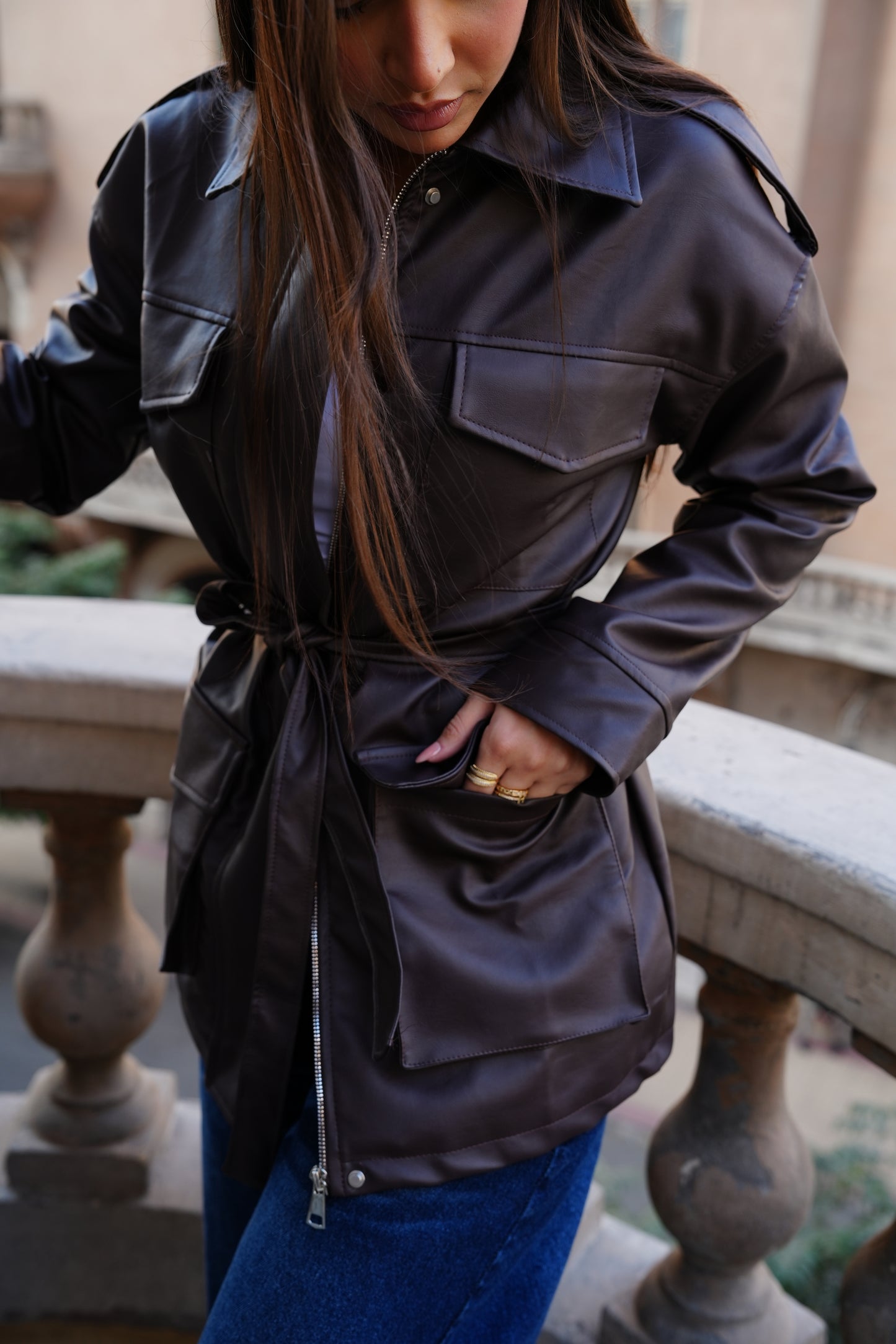 Army Leather Jacket In Brown