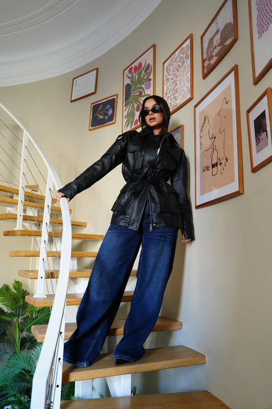 Army Leather Jacket In Black