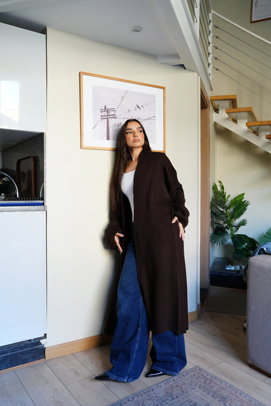 Knit Cardigan In Brown