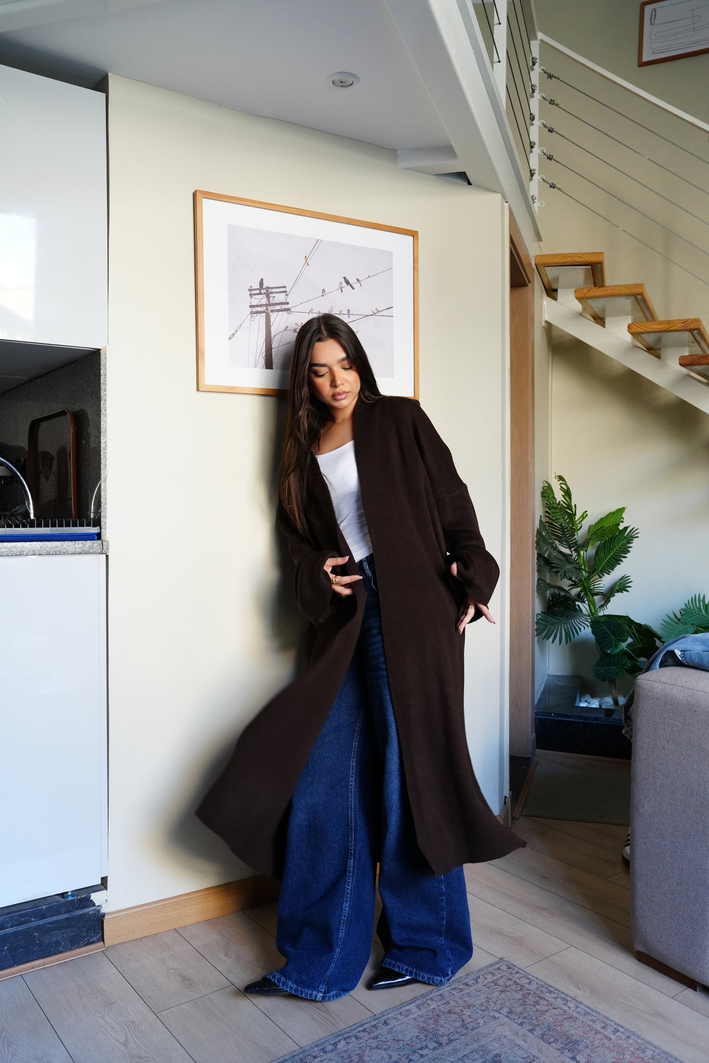 Knit Cardigan In Brown