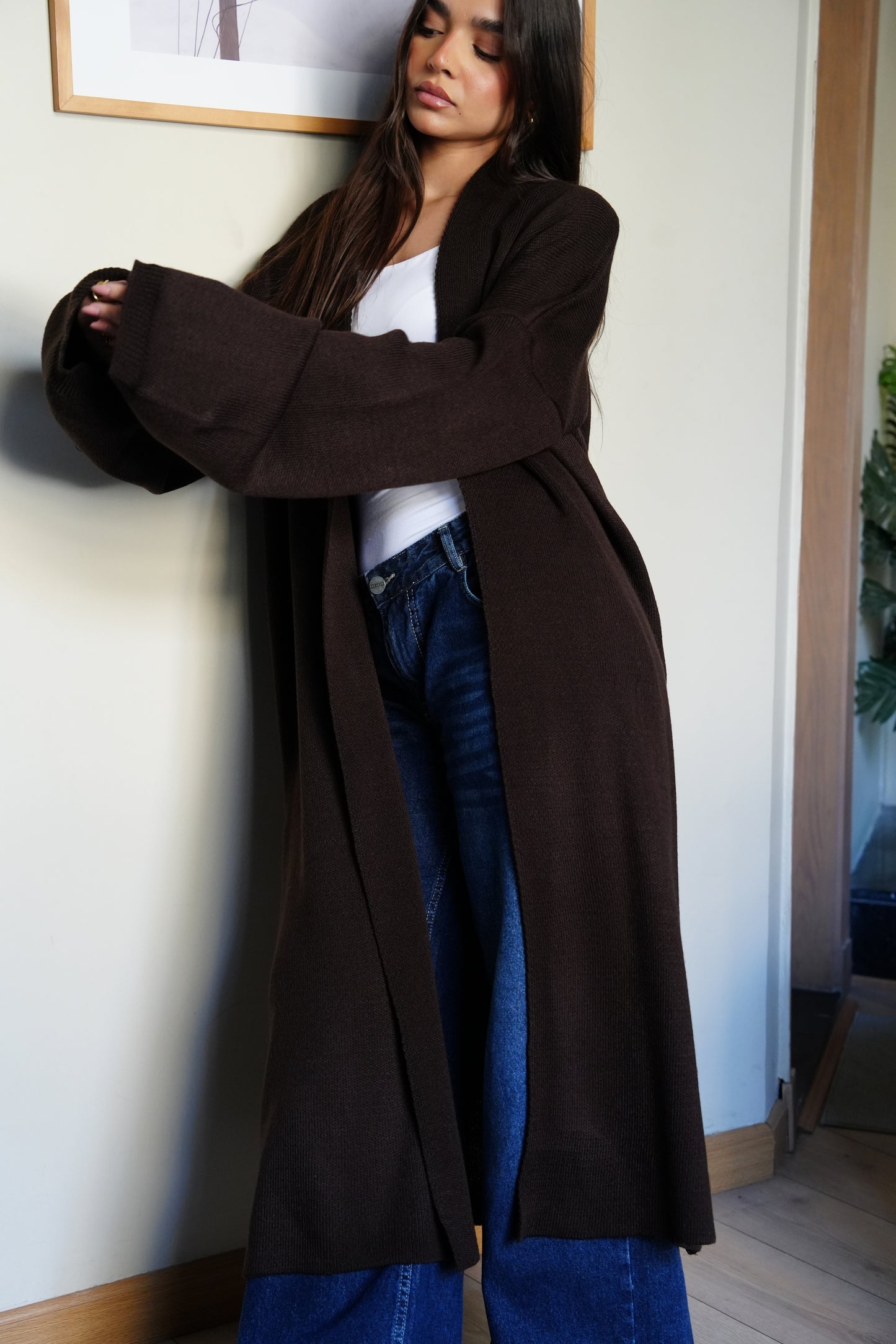 Knit Cardigan In Brown