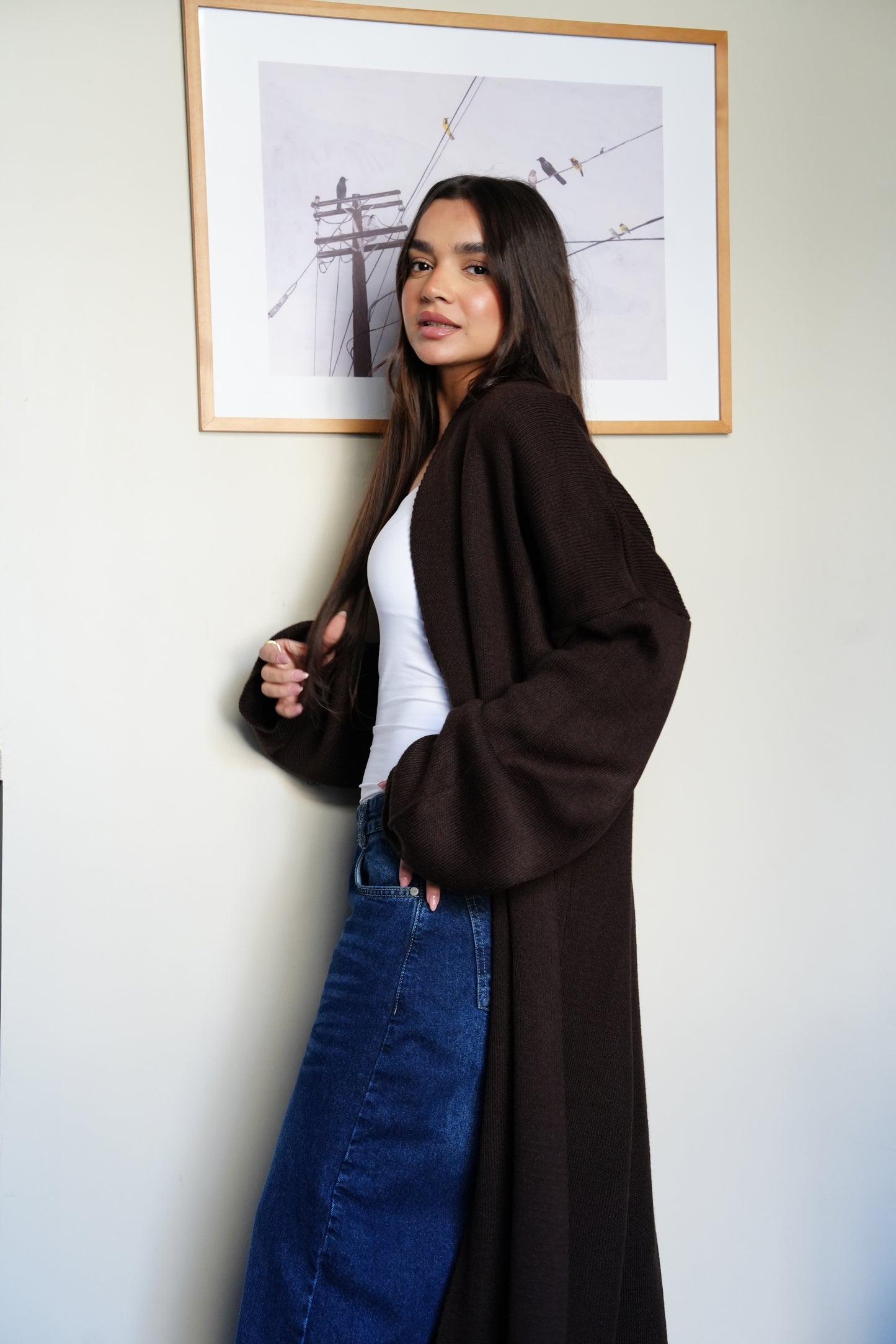 Knit Cardigan In Brown