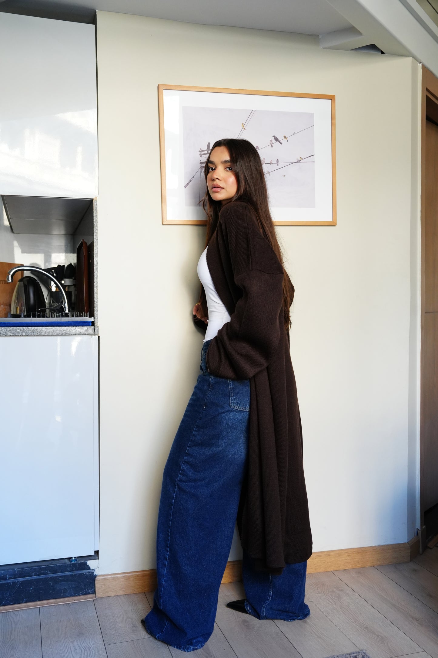 Knit Cardigan In Brown