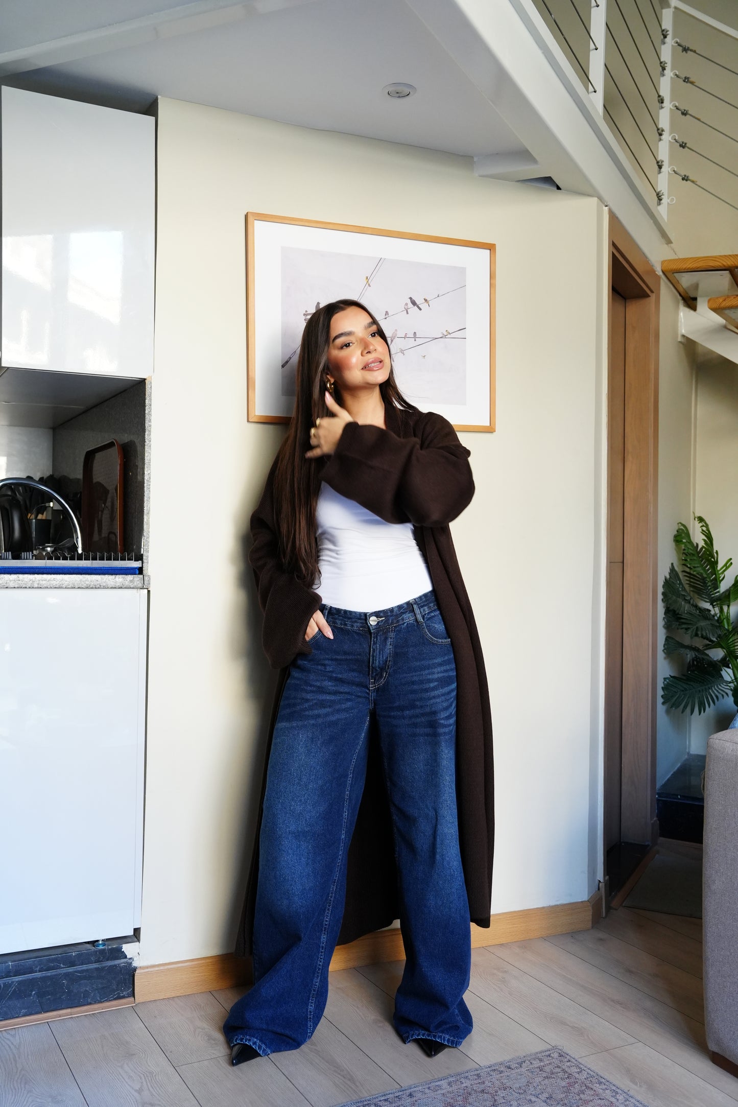 Knit Cardigan In Brown