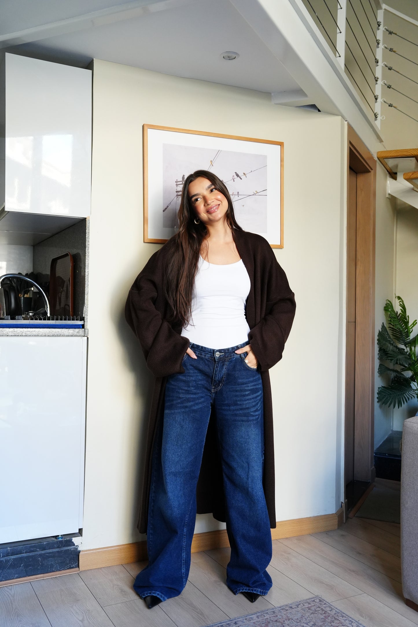 Knit Cardigan In Brown