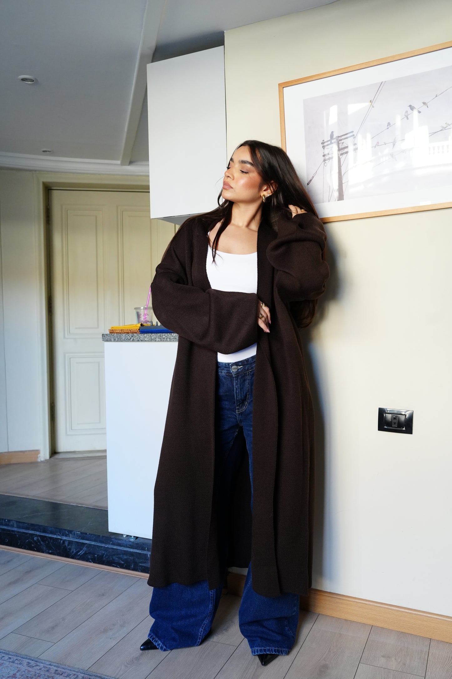 Knit Cardigan In Brown