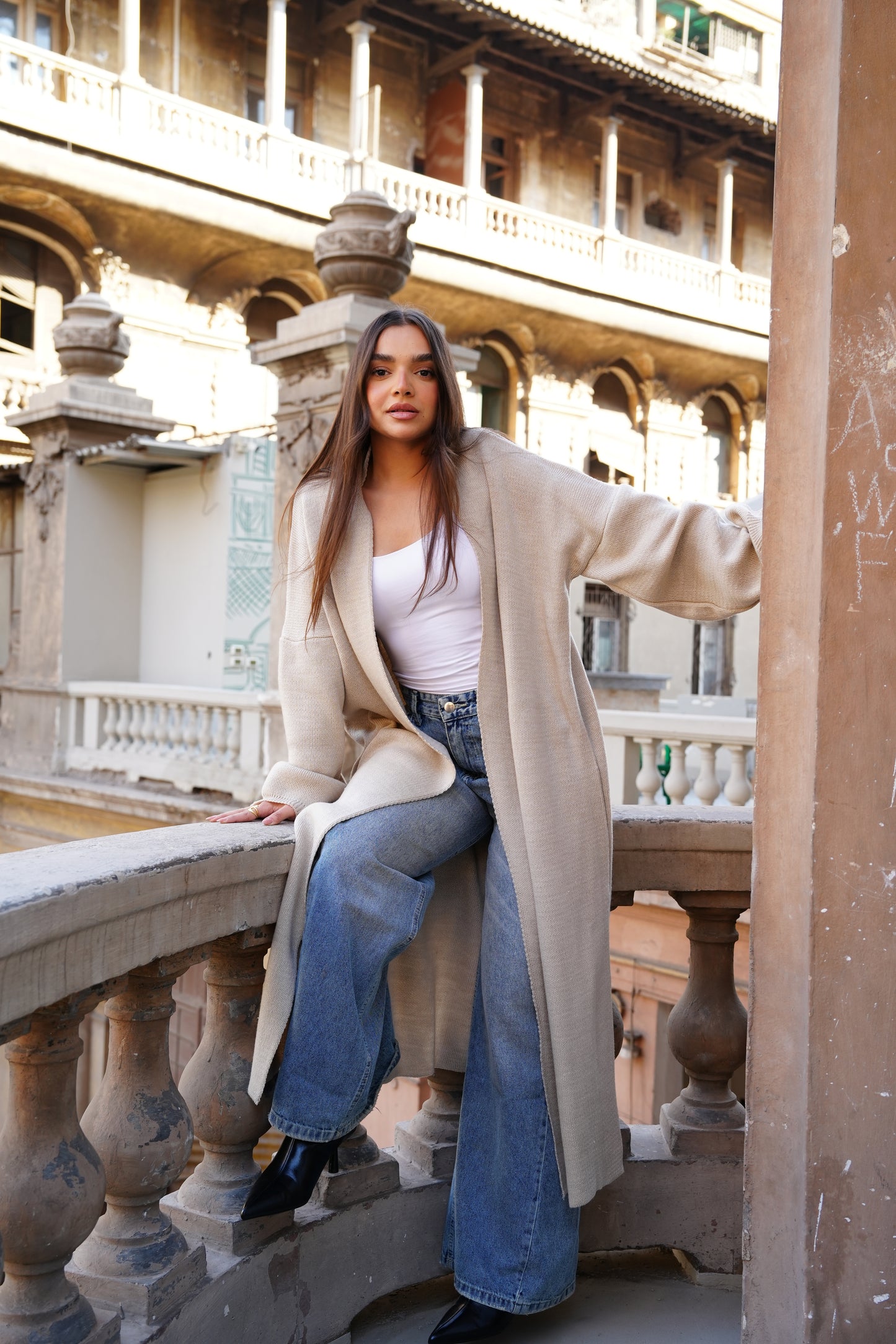 Knit Cardigan In Beige