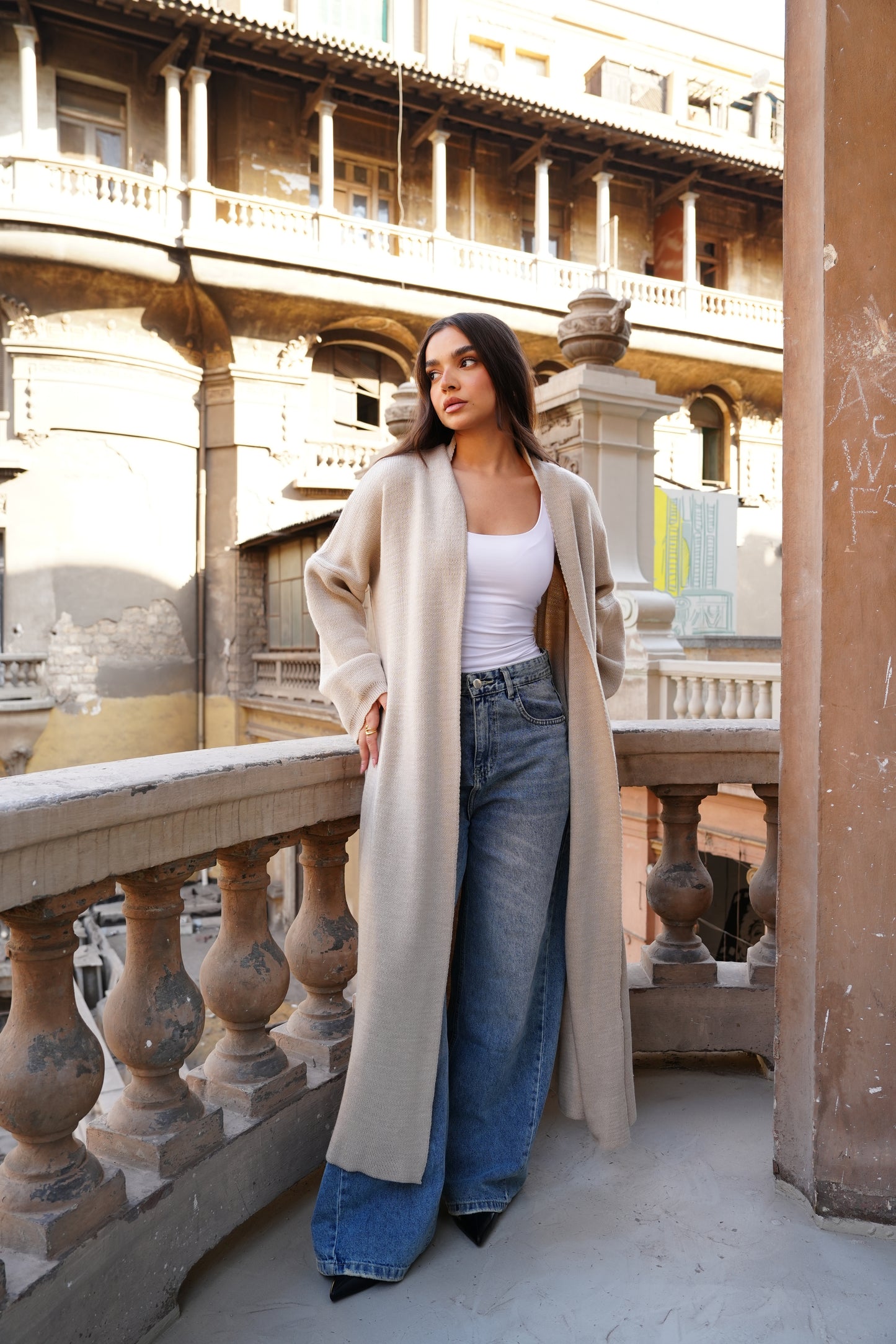 Knit Cardigan In Beige