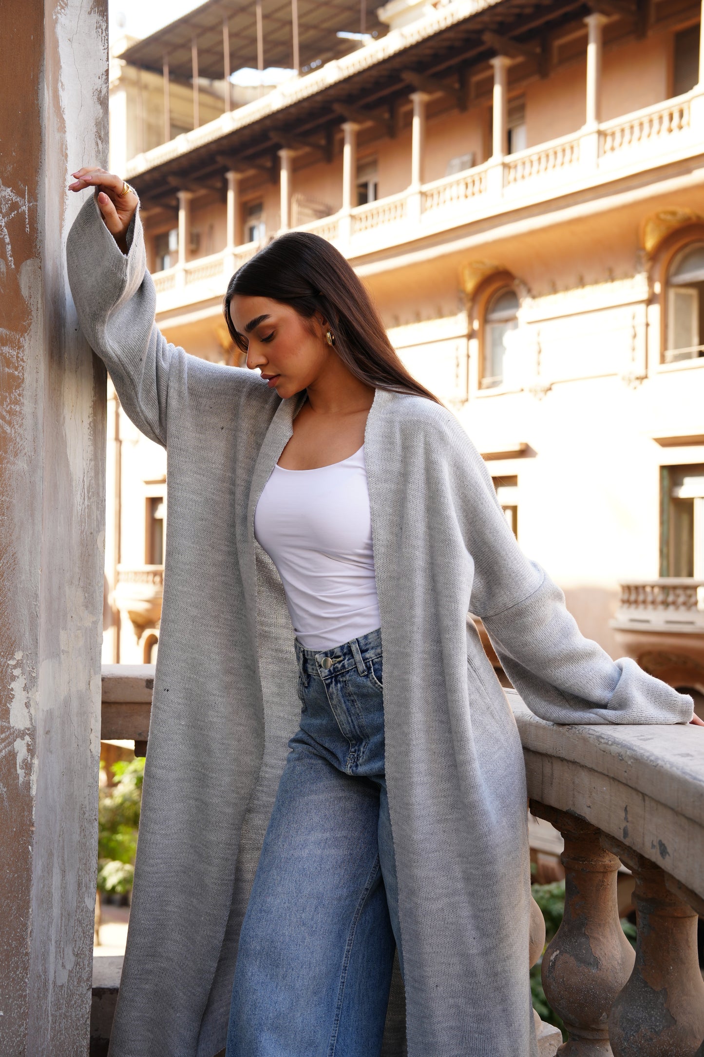 Knit Cardigan In Grey