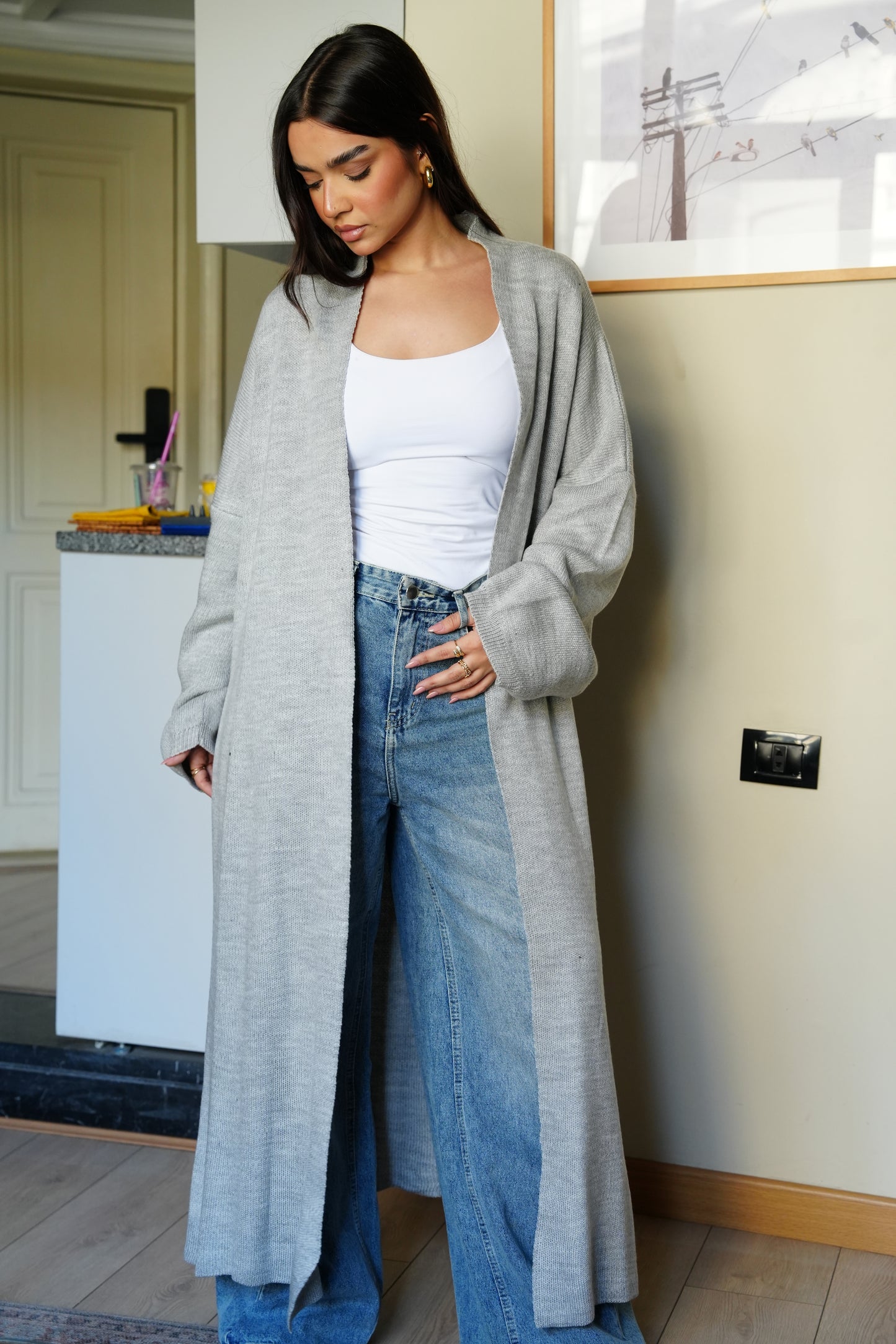 Knit Cardigan In Grey