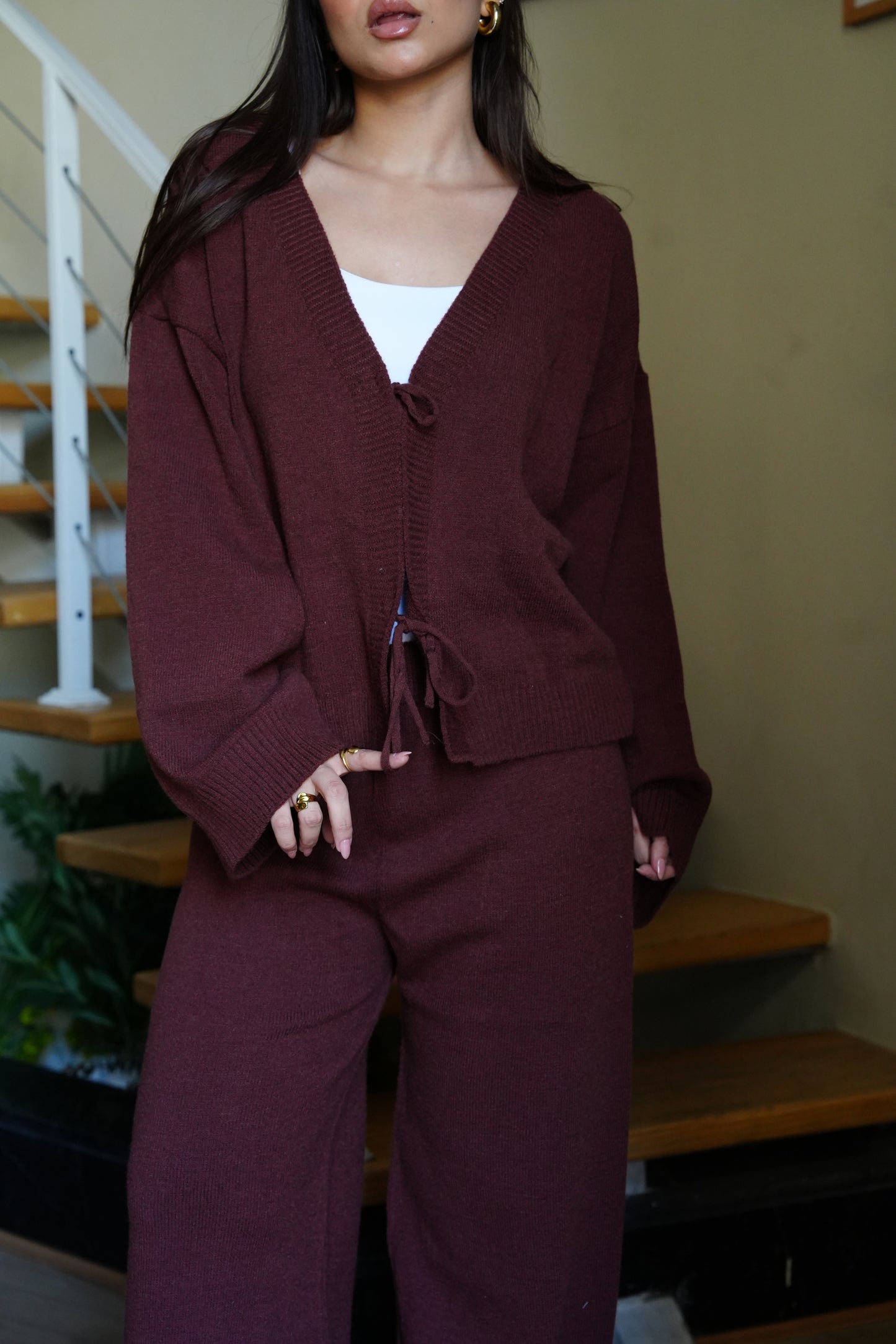 Bow Knit Set In Brown