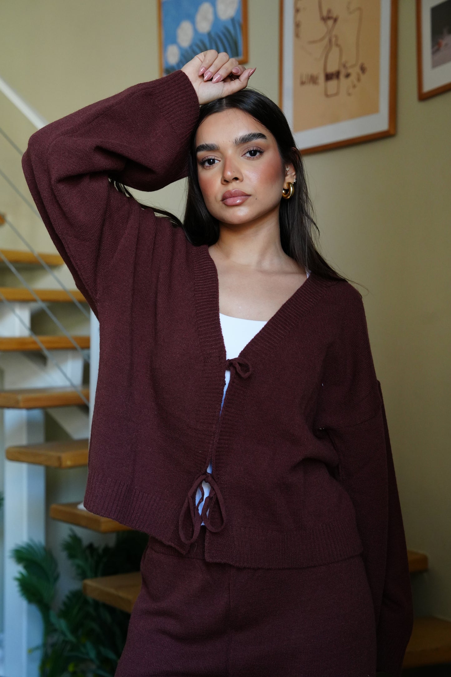 Bow Knit Set In Brown