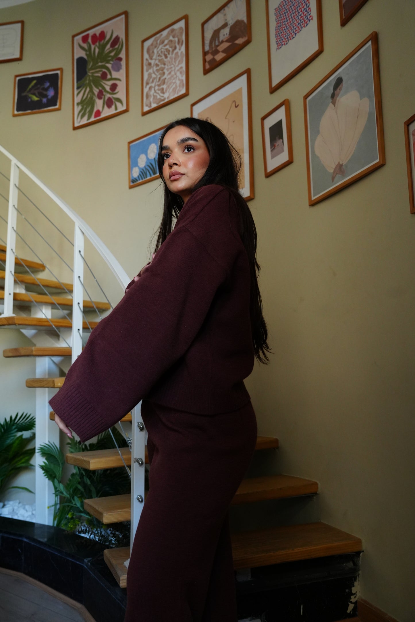 Bow Knit Set In Brown