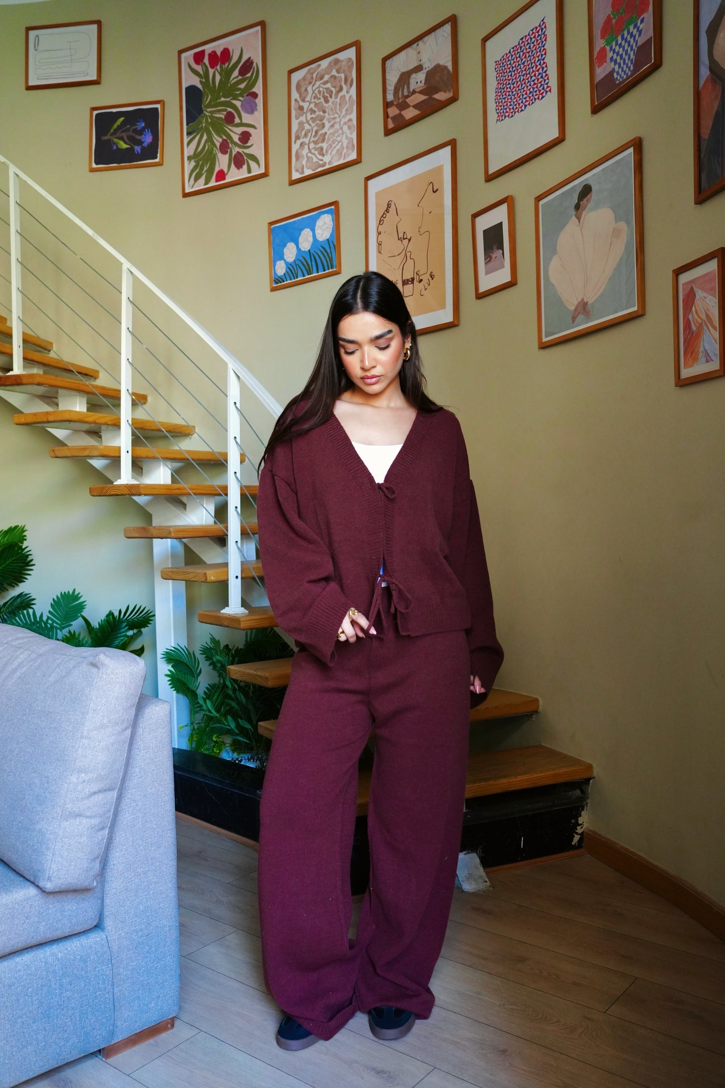 Bow Knit Set In Brown