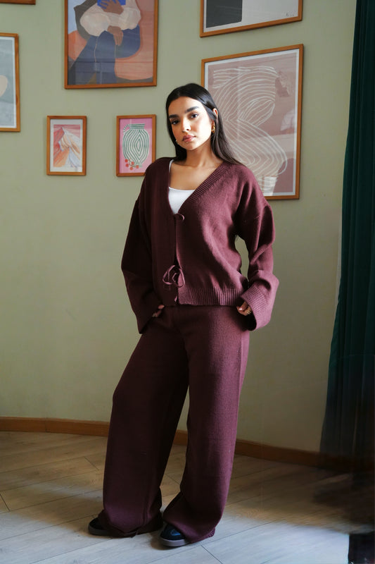 Bow Knit Set In Brown