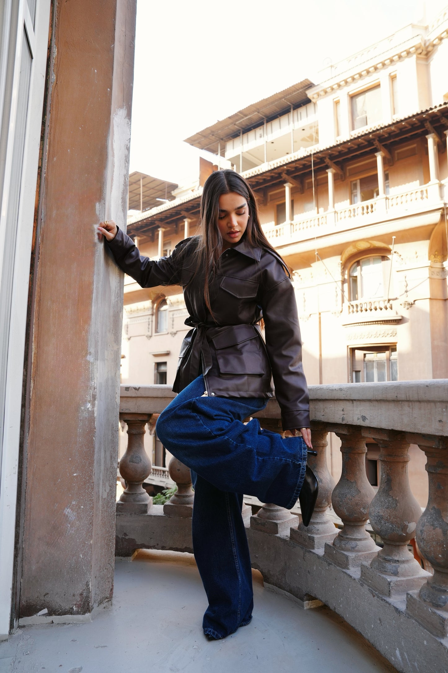 Army Leather Jacket In Brown