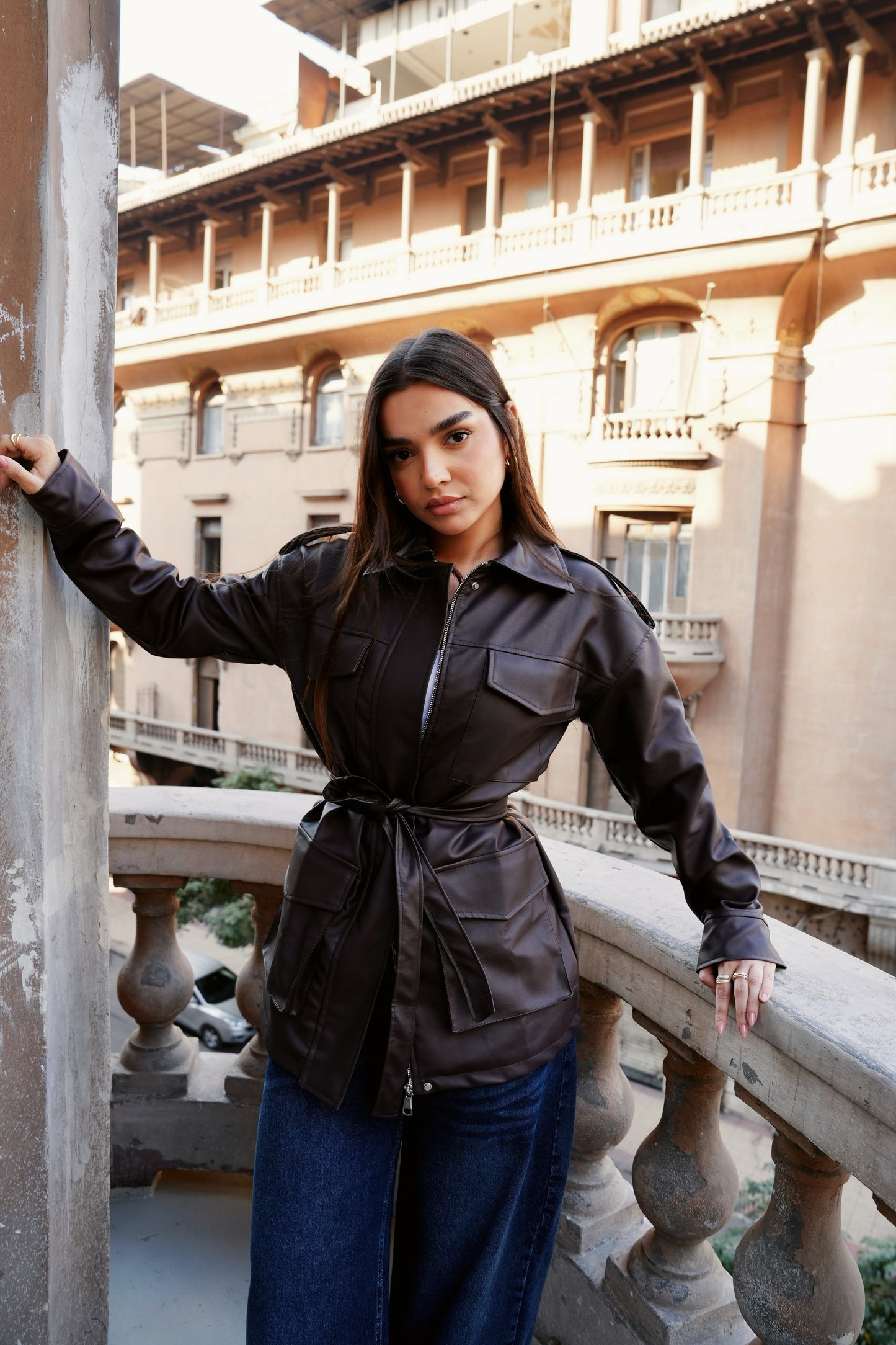 Army Leather Jacket In Brown