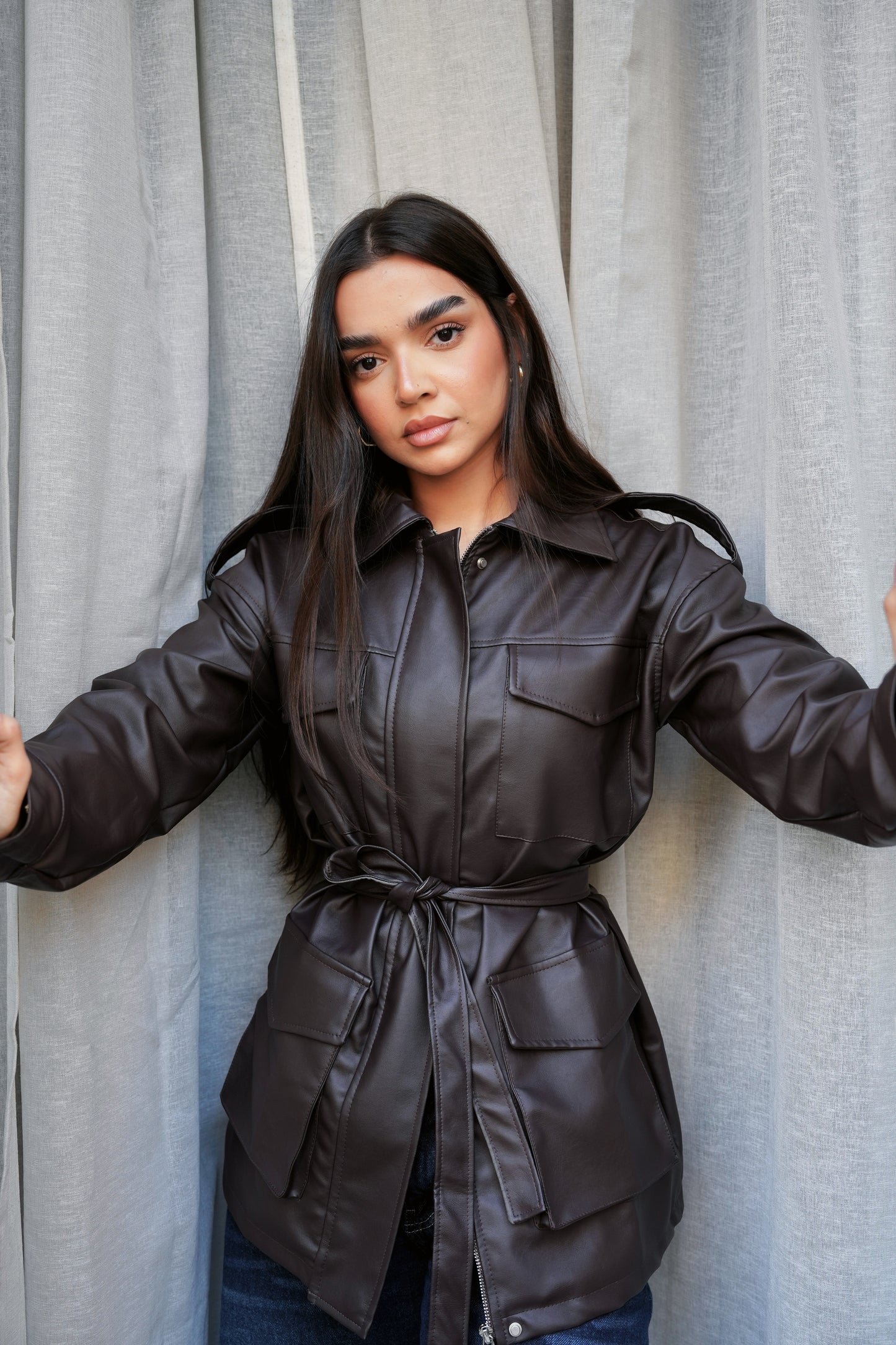 Army Leather Jacket In Brown