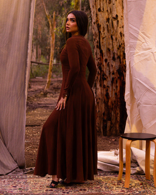 Valarya Dress in Brown