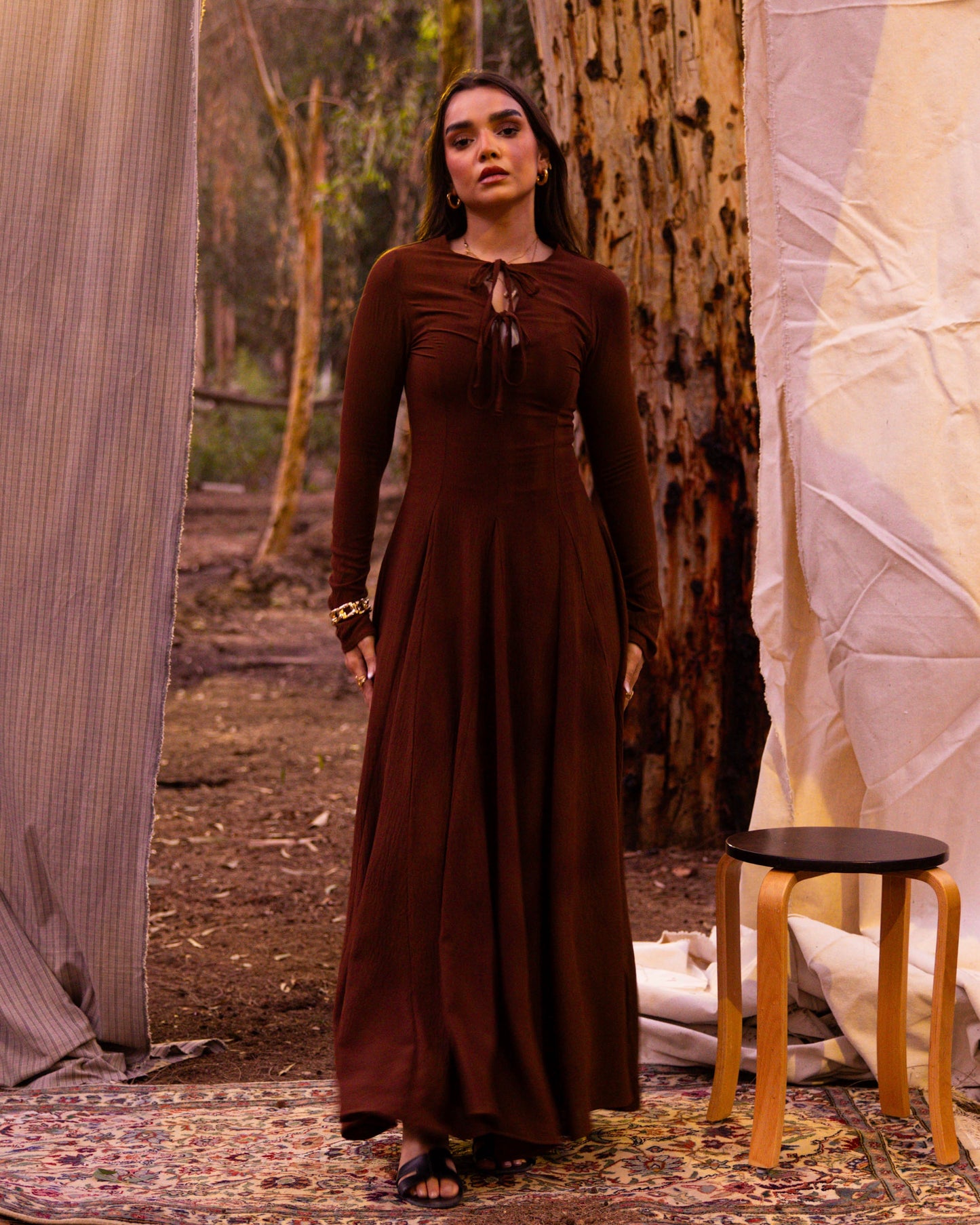 Valarya Dress in Brown