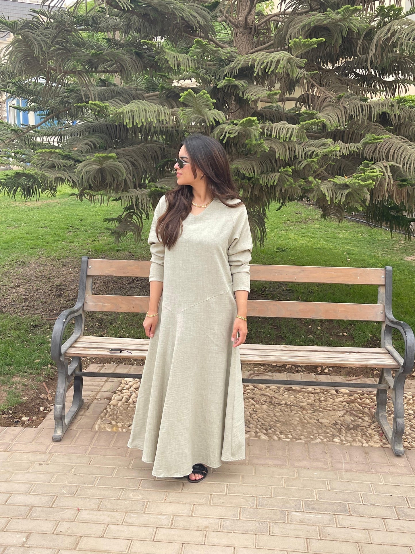 Emily dress in olive